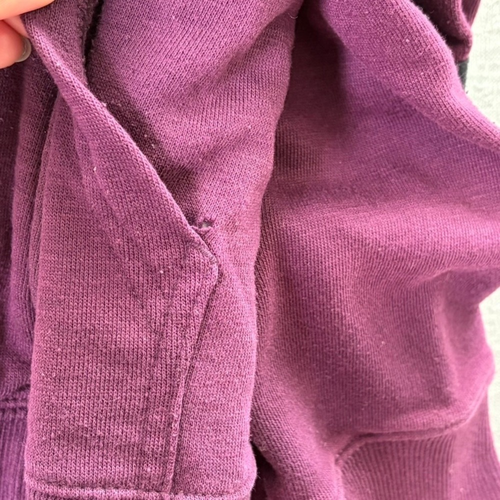 Volcom Women Full Zip Hoodie Small Purple Athletic Varsity Stripes Graphic Patch - Picture 8 of 11